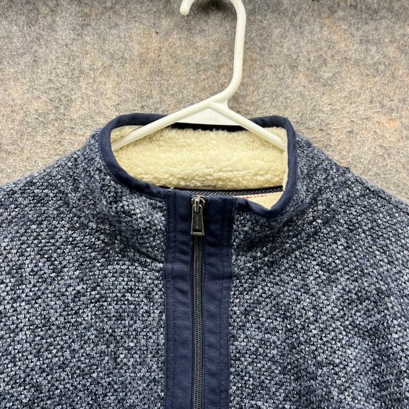 Orvis Brighton Sweater Men Extra Large Blue 1/4 Zip Sherpa Lined Pullover Fleece - Picture 9 of 12
